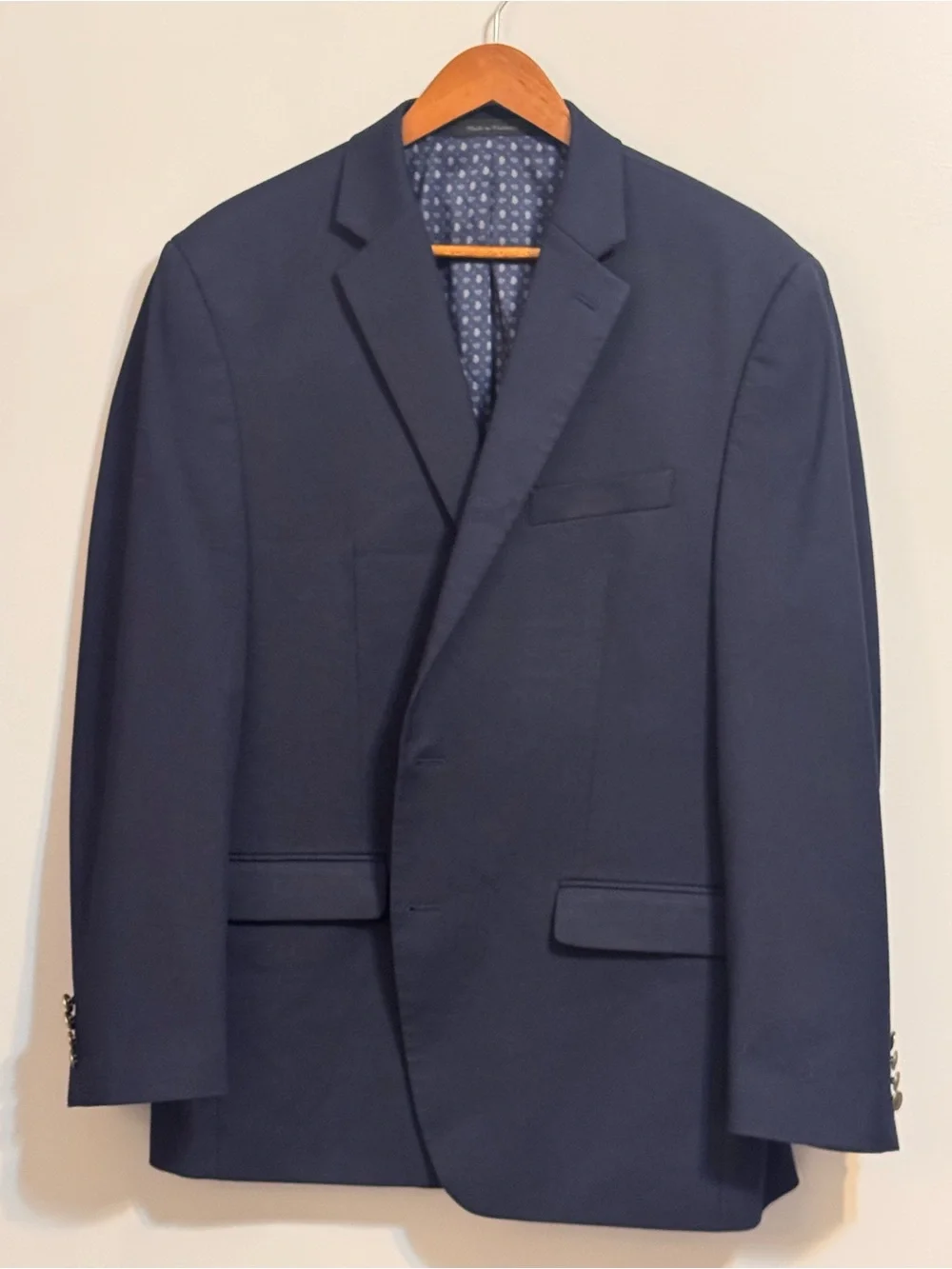 CHAPS Men’s Navy Blue Stretch Blazer Sport Coat 42R Crest Buttons